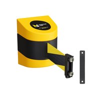 Montour Line Retractable Belt Barrier, Wall Mount, Yellow Magnetic 15 ft. Black/Yellow Belt WMX140-YW-BYD-M-M-150